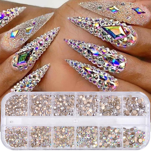 3D Colorful Crystal Nail Art Rhinestones AB Crystal Glitter Diamond Nail  Art Decorations Gems Shiny Beads Manicure Stones Accesoires
